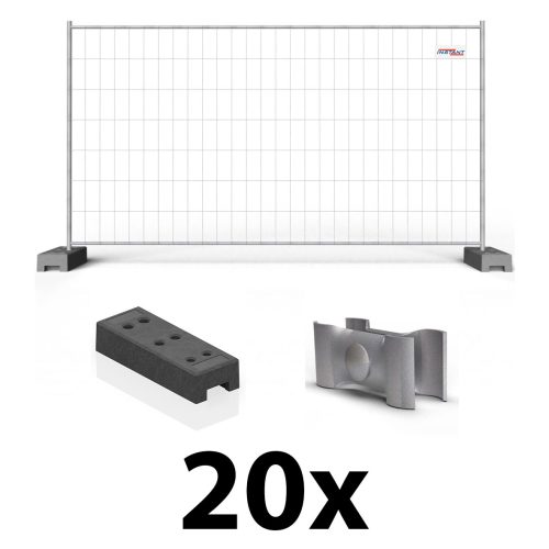 Celtniecības žogs standarta iepakojums 20gab ar PVC kājām