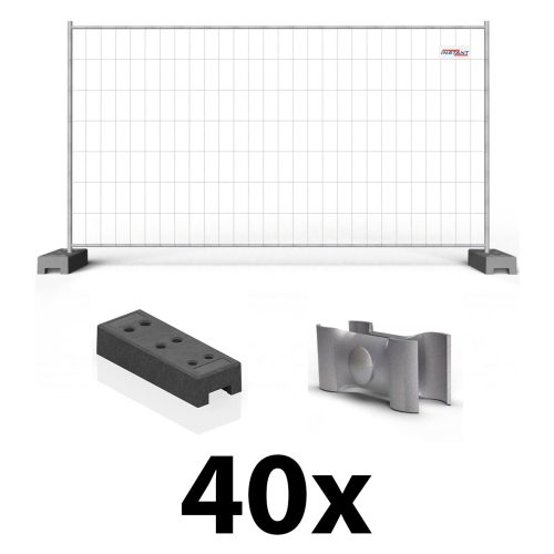 Celtniecības žogs standarta iepakojums 40gab ar PVC kājām
